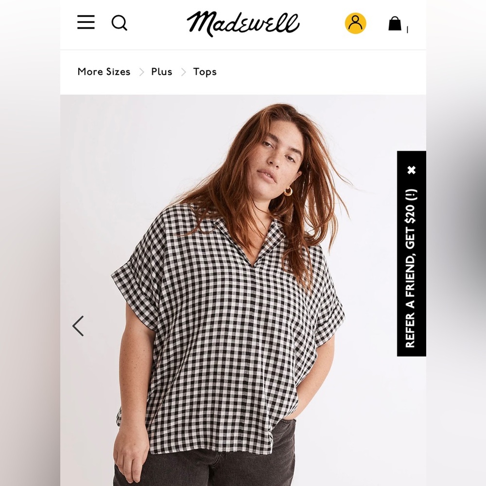 Madewell Plus Swenson Popover Shirt in Gingham